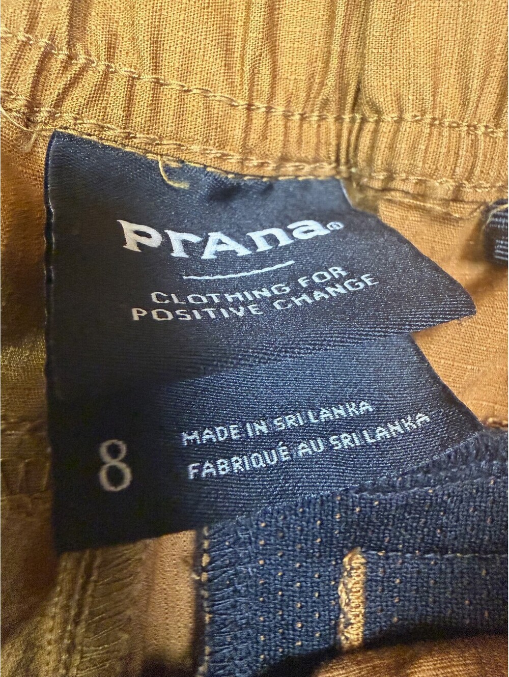 prAna Double Peak Jogger Pants Womens 8 Mustard Brown Stretch Organic Cotton - Picture 4 of 8